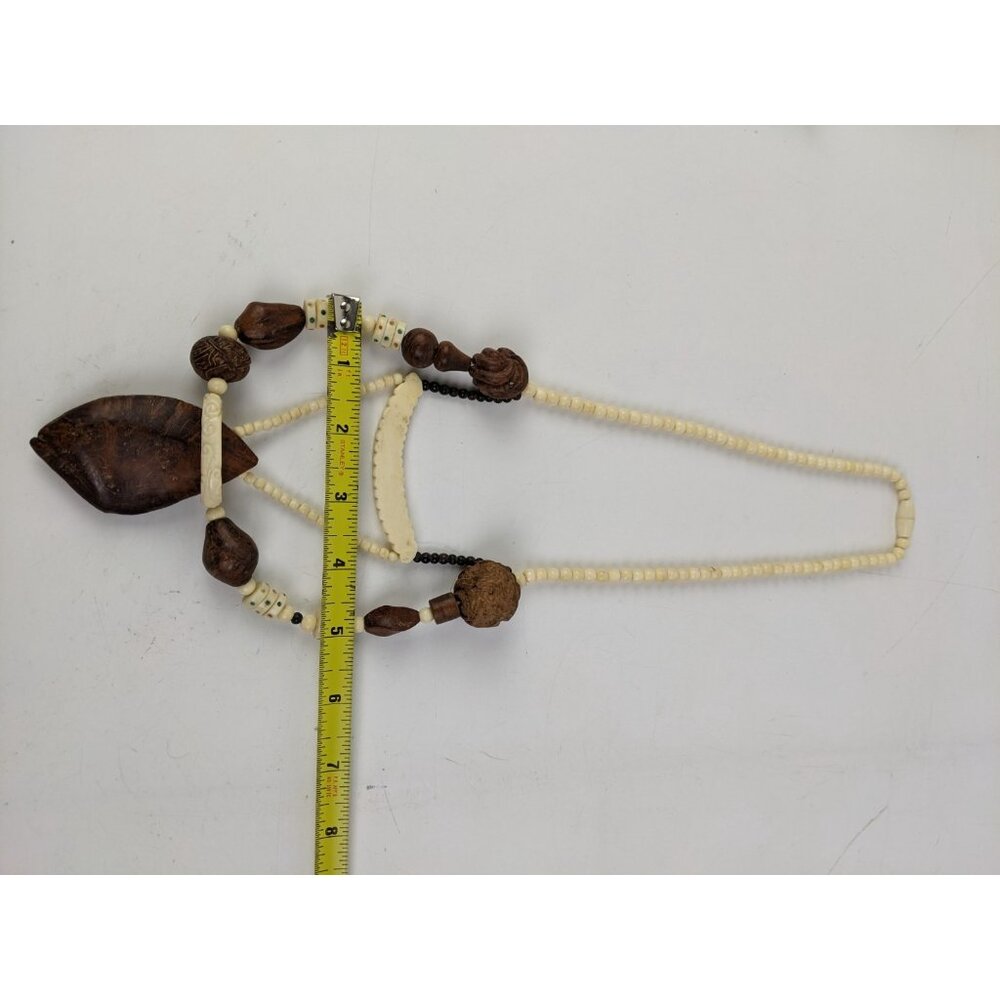 Vintage Burl Wood Seeds Lacquerware Natural Bohemian Boho Necklace Hippie - Picture 8 of 9